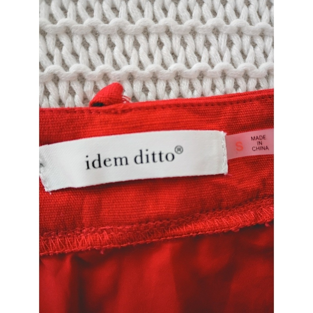 Idem Ditto XS Red Linen Cargo Mini Skirt High Waist Button Front Utility Pockets - Picture 4 of 9